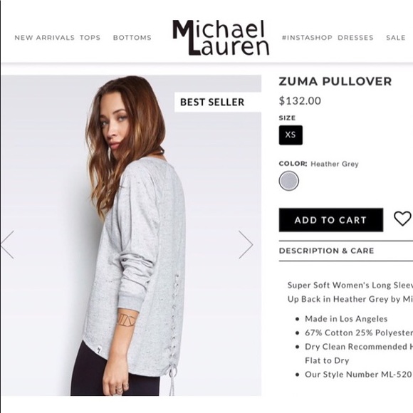 new Michael Lauren ✶ Zuma Sweater ✶ Back Lace Up Sweatshirt ✶ Heather Grey ✶ S ✶ - Picture 2 of 15
